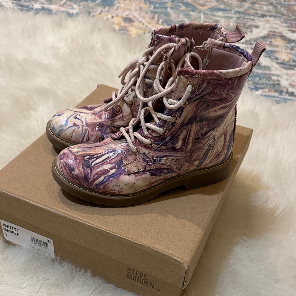 Steve Madden Pink Swirl Lace-Up Boots